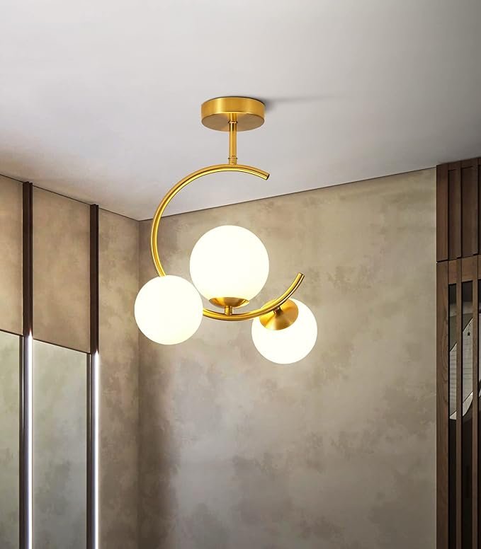 3 Light Golden Colour Pendant Light [3 Bulb]